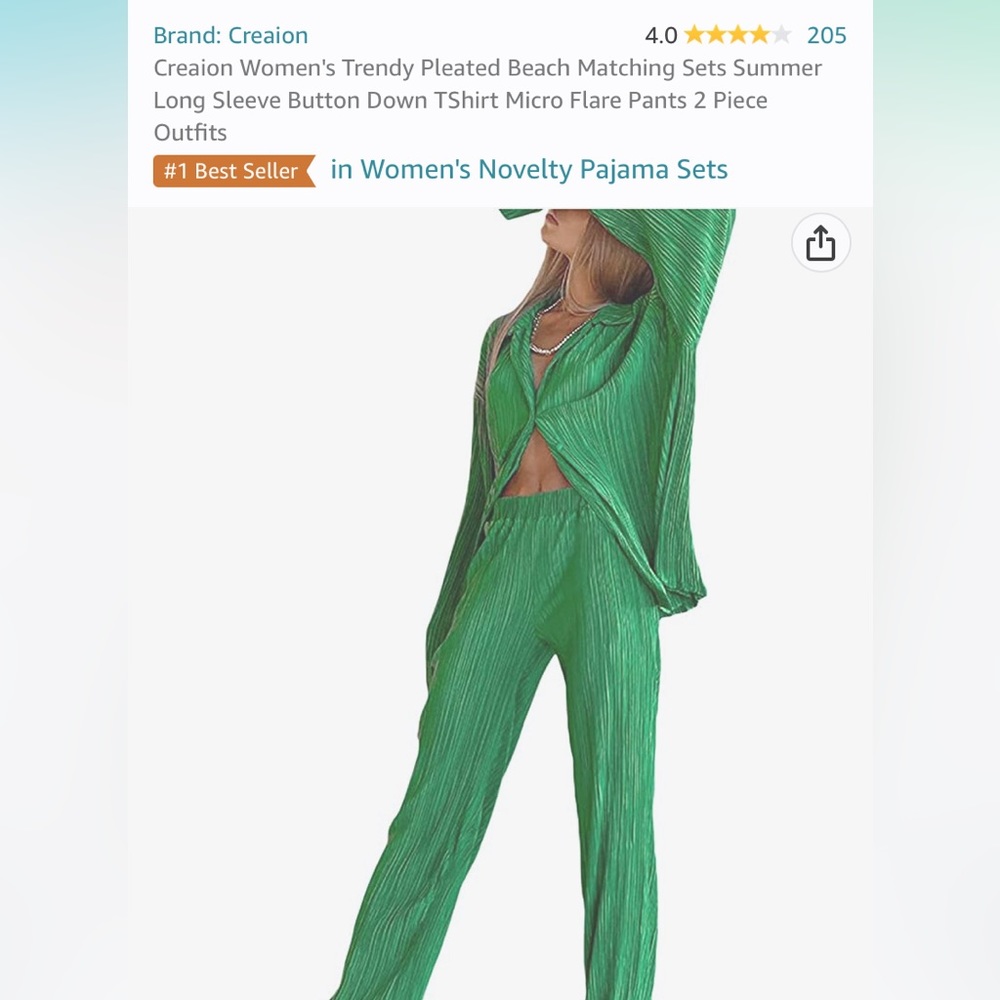 Pleated Matching Set: Long Sleeve Button Down And… - image 1